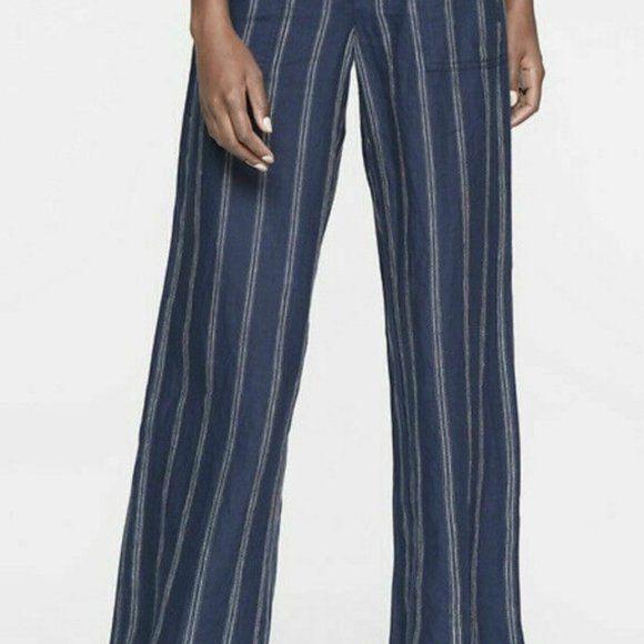 Athleta Cabo Tide Linen Wide Leg Pants Navy HW9547 - Picture 2 of 7